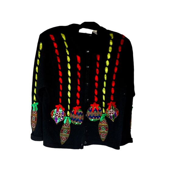 Vintage Design Options Christmas Cardigan Sweater Size Medium - Picture 2 of 11